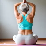 Oudere vrouw die yoga doet